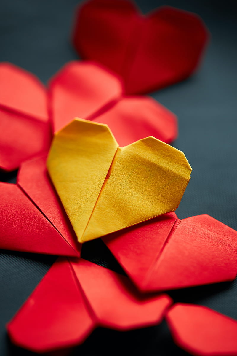 heart, origami, love, paper, HD phone wallpaper