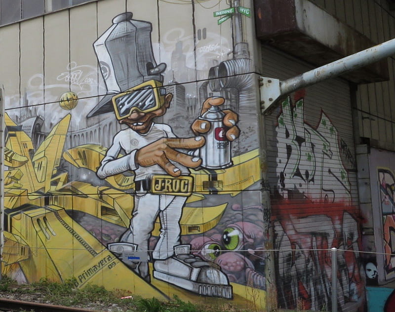 Graffiti Street Art, colorful, art, amazing, tag, colors, yellow, bonito, man, graffiti, olor, color, spray, street, HD wallpaper