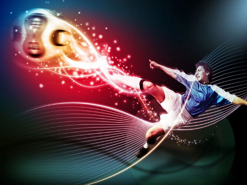 3D soccer, soccer, 3d, sport, abstract graphics, HD wallpaper