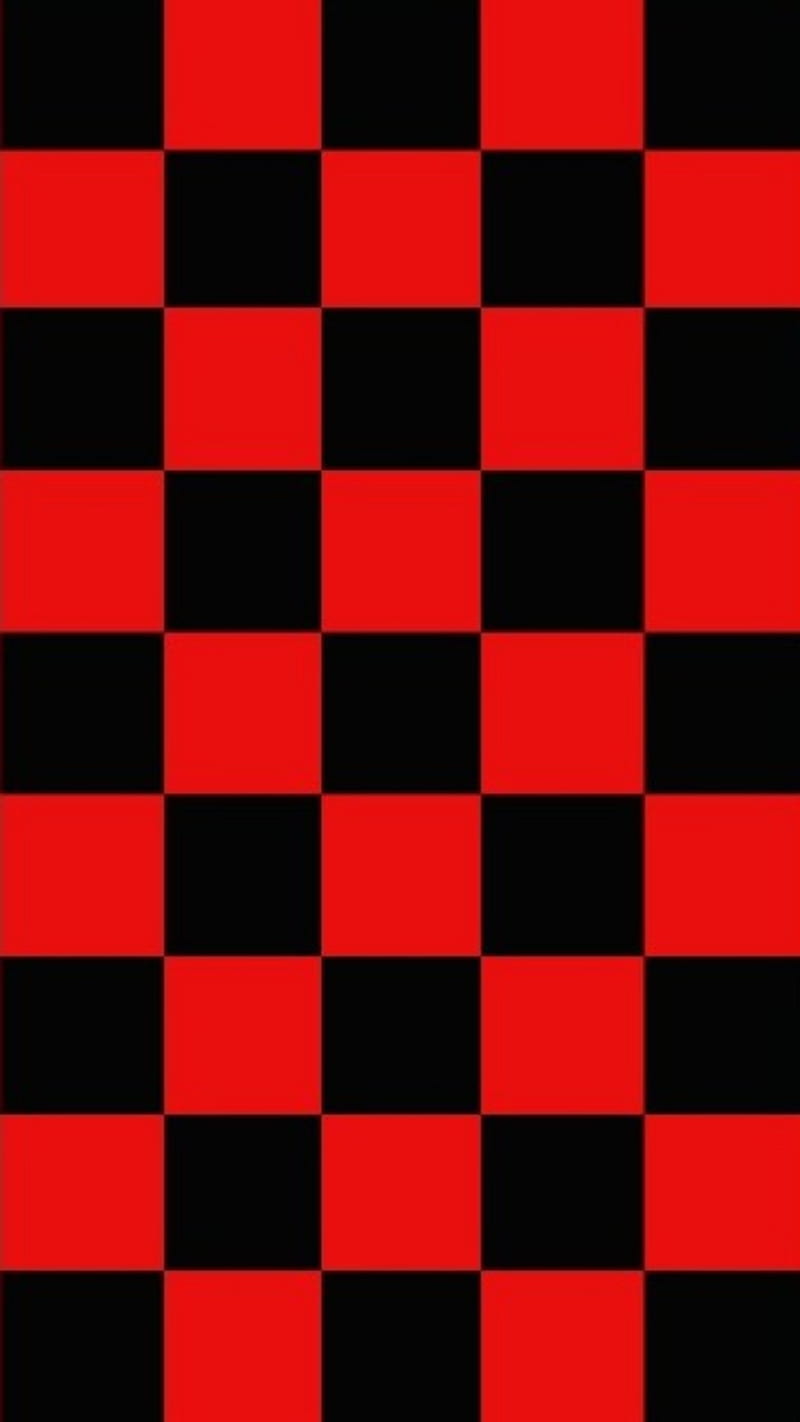 Checkered Tiles 07, checkered, tiles, red and black, red, black, HD phone wallpaper