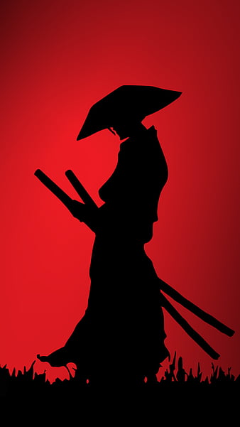 Samurai, black, dark, red, HD phone wallpaper