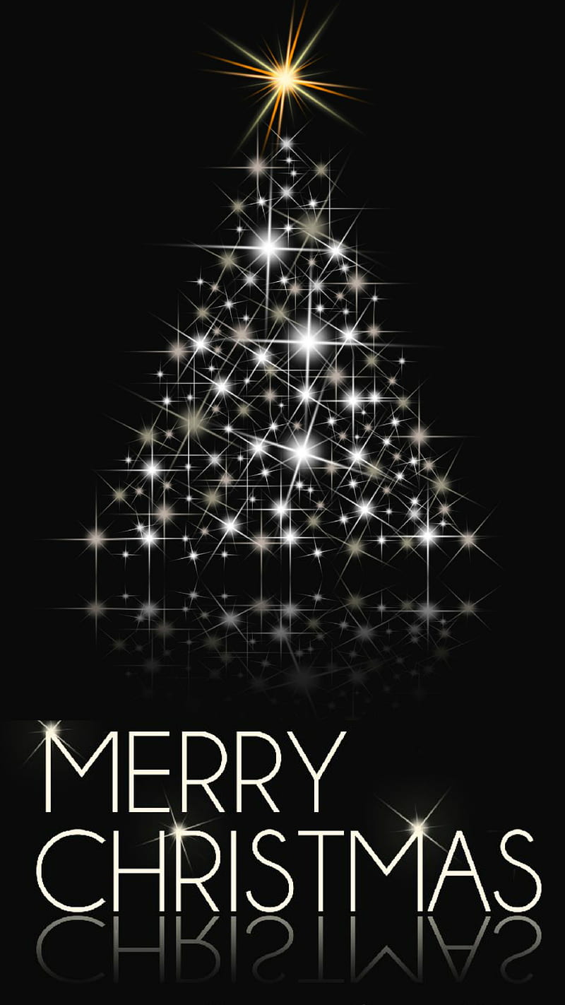 Merry Christmas, dark, holiday, tree, HD phone wallpaper