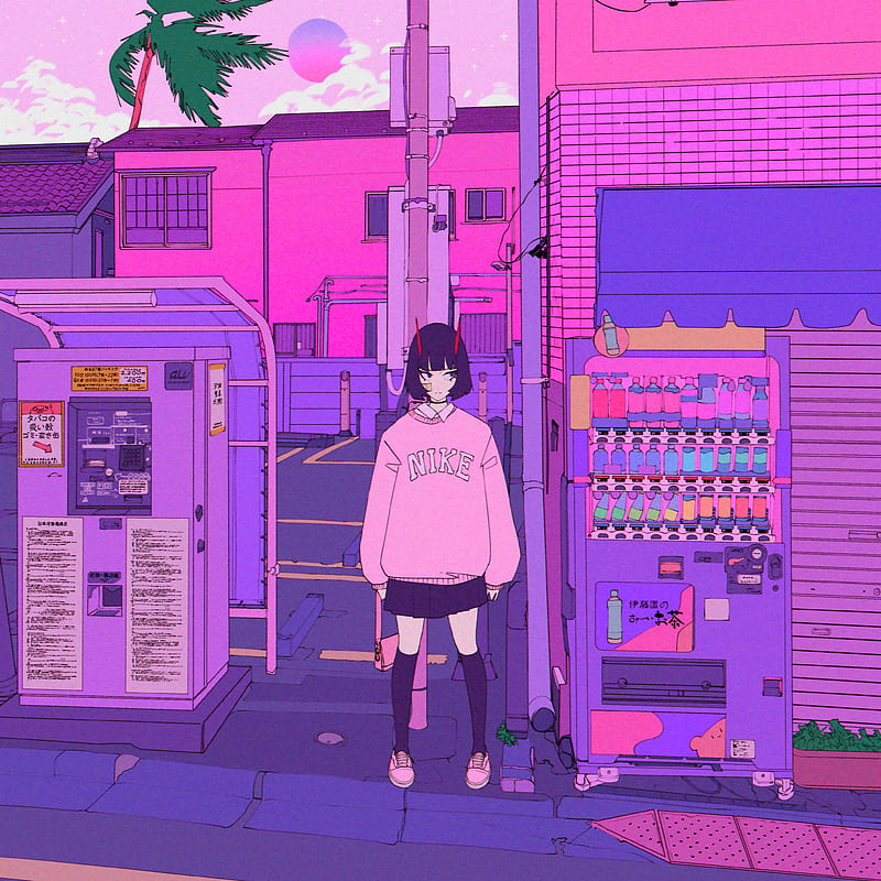 Cyberpunk Anime Girl Poster Cute and Neon Perfect for Anime 