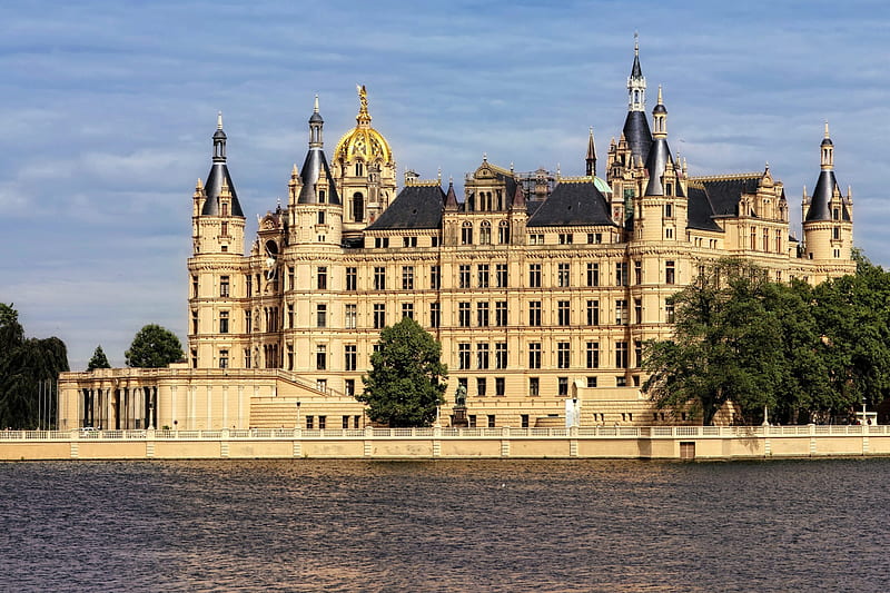 Schwerin Castle, Germany, architecture, water, germany, castle, HD wallpaper