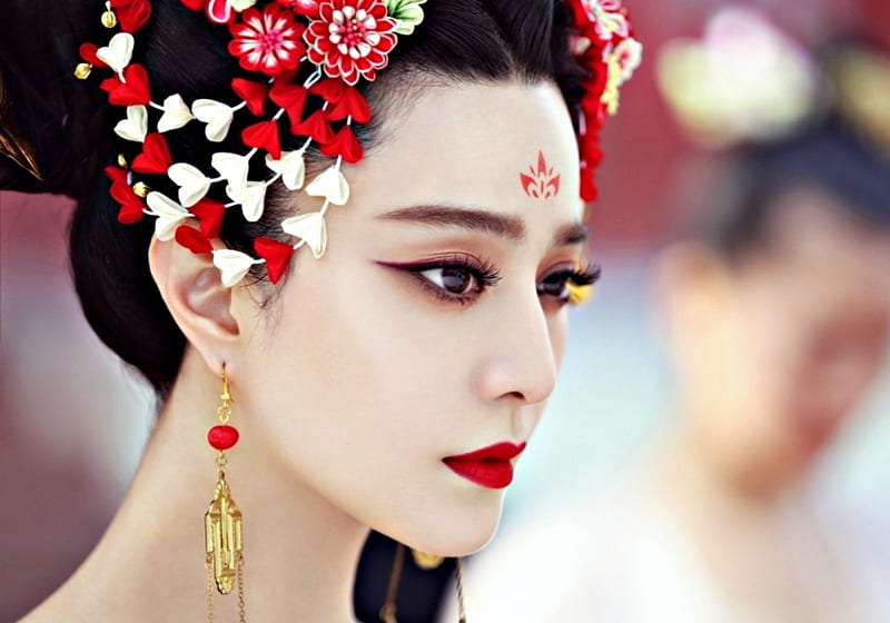 The Empress of China (2014-2015), red, fan bingbing, the empress of china, woman, girl, actress, flower, asian, beauty, face, HD wallpaper