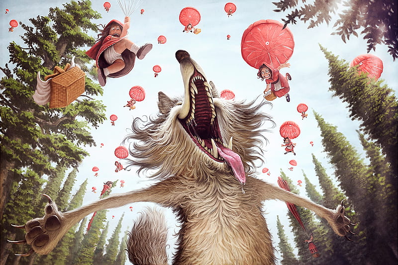 Big Bad Wolf, art, naughty, children, wolf, bad, funny, kids, animal, HD wallpaper