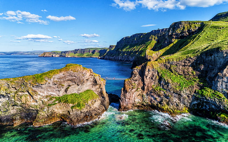 Antrim summer, coast, beautiful nature, Great Britain, Northern Ireland, Europe, HD wallpaper