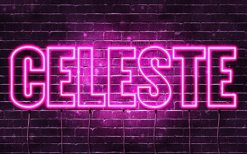 Celeste with names, female names, Celeste name, purple neon lights, horizontal text, with Celeste name, HD wallpaper