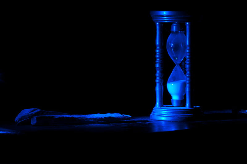 Hourglass colorful, time, black, bonito, magic, abstract, graphy, sand, beauty, popular, measurement, light, blue, HD wallpaper