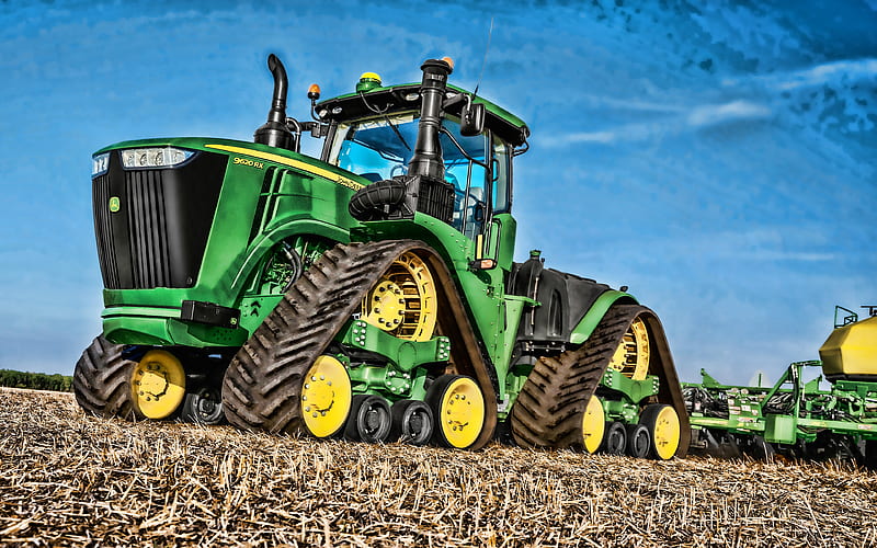 John Deere 9620RX plowing field, 2019 tractors, crawler, agricultural machinery, green tractor, harvest, R, agriculture, tractor in the field, John Deere, HD wallpaper