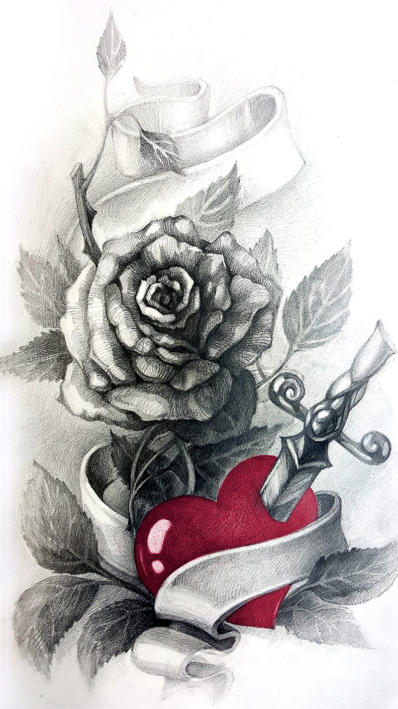 Beauty Rose Outline Art Tattoo Design Stock Vector (Royalty Free)  2321813149 | Shutterstock