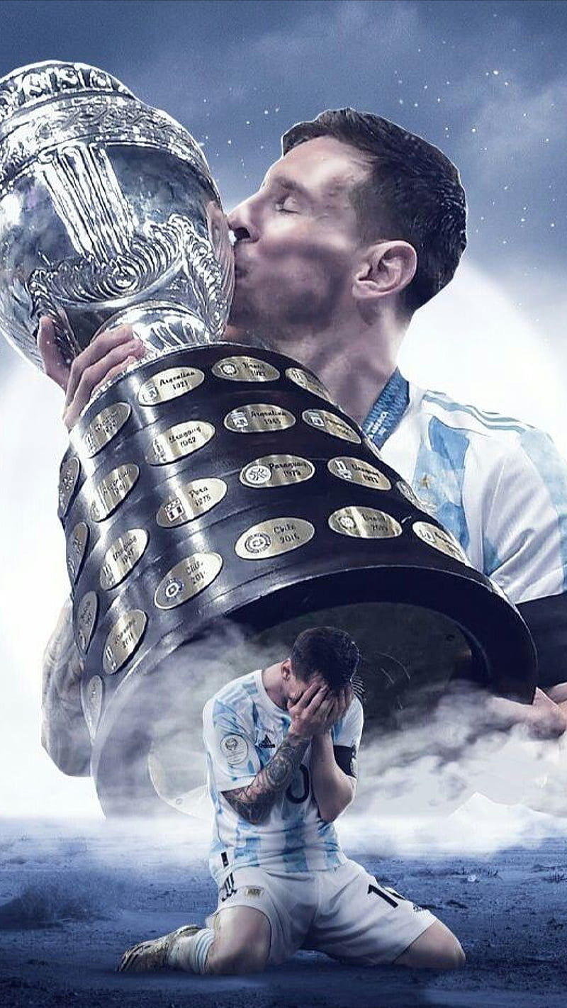 The champion, soccer, argentine, copa america, football, kiss, messi, cup, HD phone wallpaper