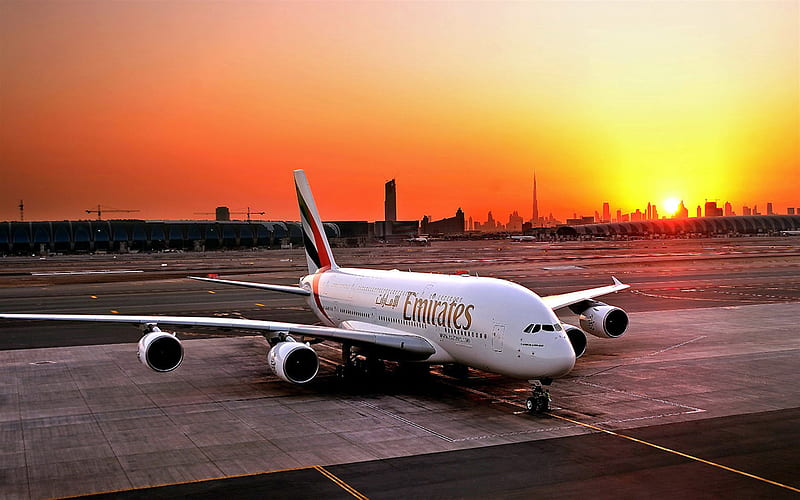 Airbus A380 airport, passenger plane, A380, civil aviation, Airbus, HD wallpaper