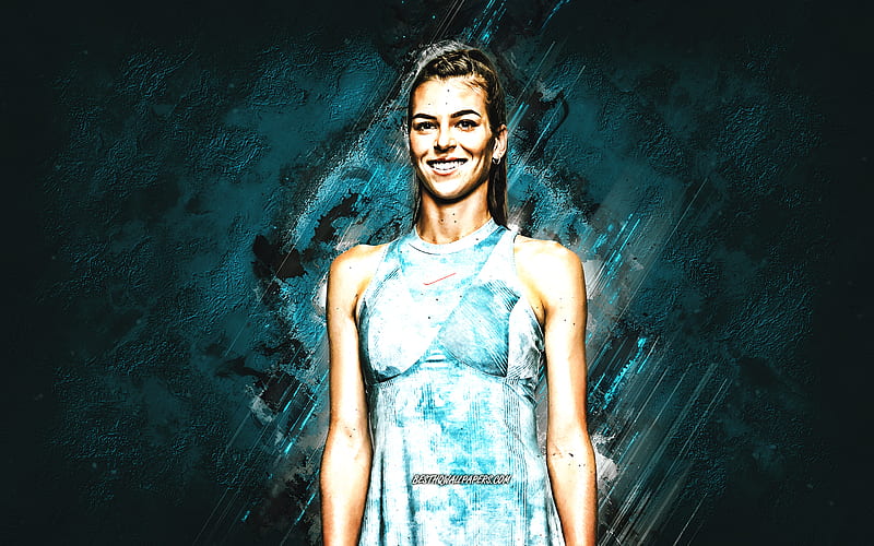 Ajla Tomljanovic, WTA, Australian tennis player, blue stone background, Ajla Tomljanovic art, tennis, HD wallpaper