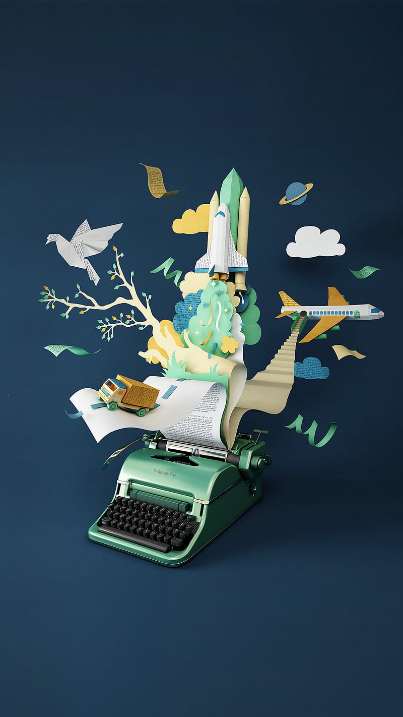 Storytelling, YIPPIEHEY, art, crafts, fairy tale, japan, origami, paper, papercraft, story, tales, typewriter, HD phone wallpaper