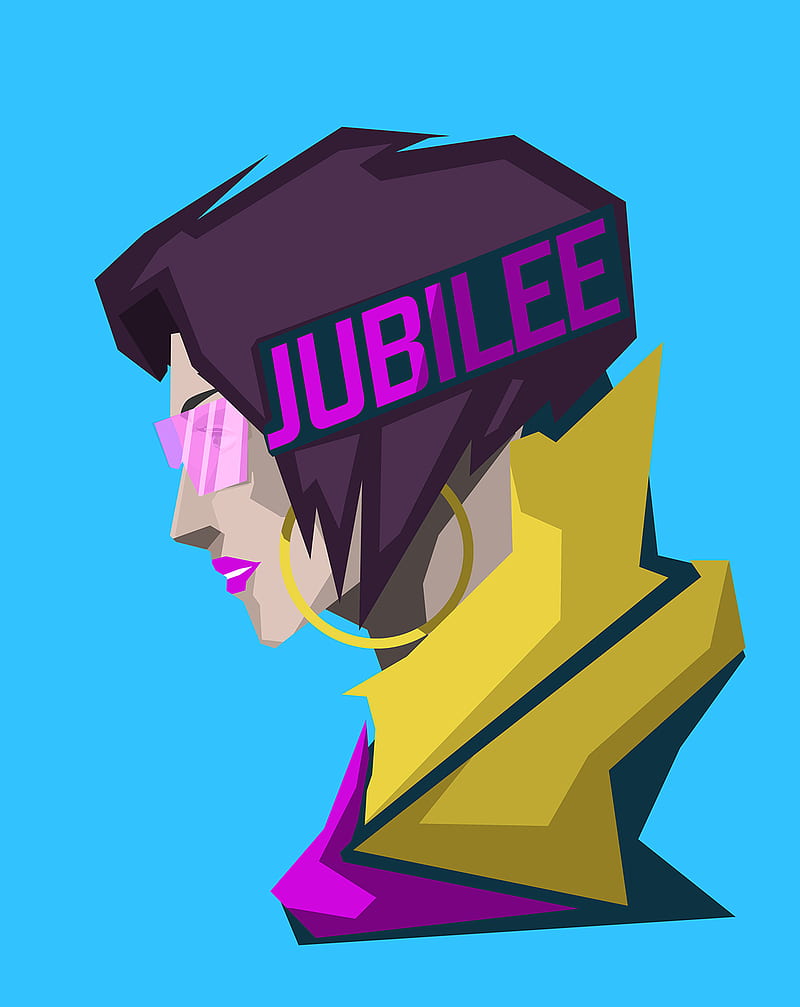 Jubilee, blue background, Marvel Comics, X-Men, cyan, HD phone wallpaper