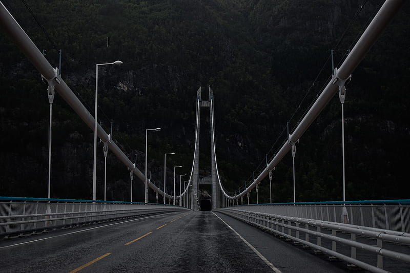road, bridge, tunnel, trees, HD wallpaper