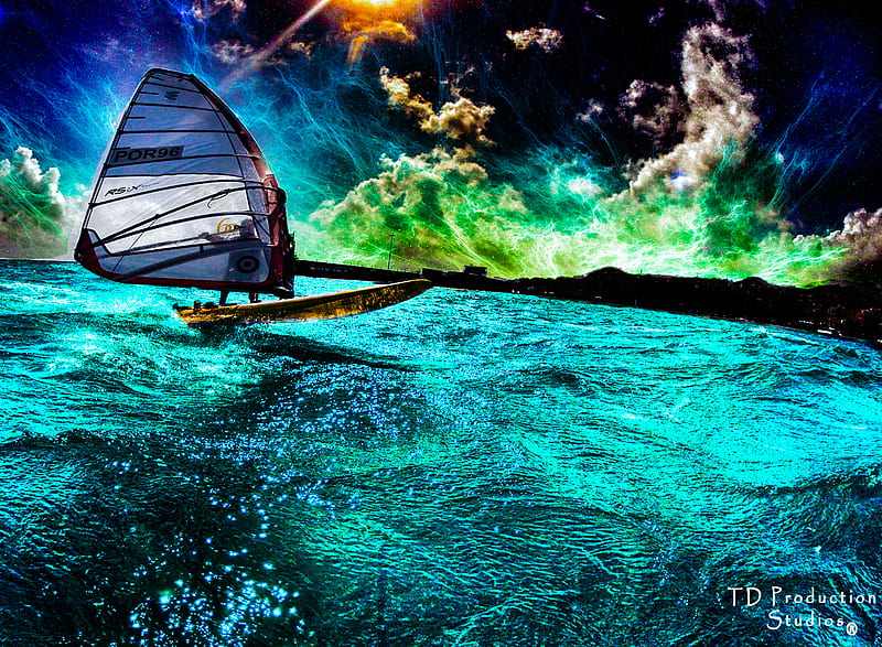 Power Sailing, beach, ocean, sailing, surf board, HD wallpaper