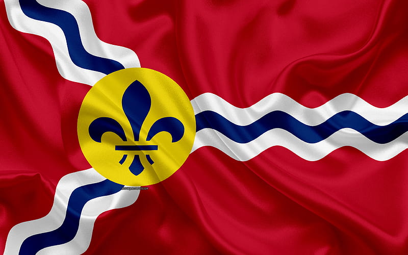 Flag of St Louis silk texture, American city, red silk flag, St Louis flag, Missouri, USA, art, United States of America, St Louis, HD wallpaper