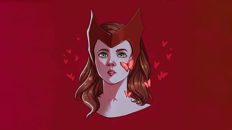 Scarlet Witch Face Portrait Minimal , scarlet-witch, superheroes, artist, artwork, digital-art, minimalism, minimalist, HD wallpaper