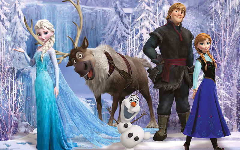Frozen, Movie, Frozen (Movie), Anna (Frozen), Elsa (Frozen), Kristoff (Frozen), Olaf (Frozen), Sven (Frozen), HD wallpaper