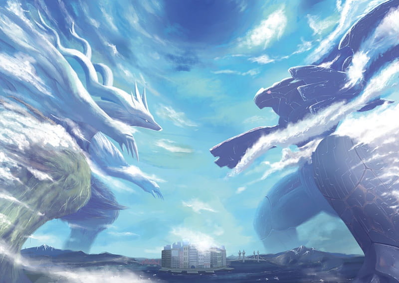 reshirom & Zekrom, a wallpaper featuring reshiram and zekro…