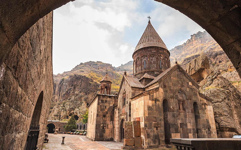 Monastery Geghard, Ayrivank, monastery complex, mountains, Gocht, Armenia, HD wallpaper