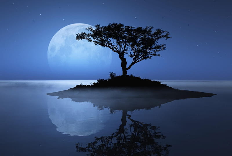 blue moon view, nice, HD wallpaper
