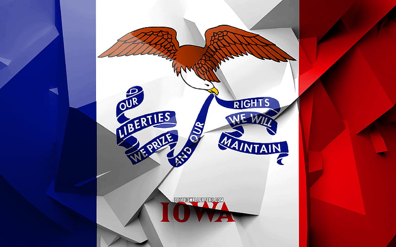 Flag of Iowa, geometric art, american states, Iowa flag, creative, Iowa, administrative districts, Iowa 3D flag, United States of America, North America, USA, HD wallpaper