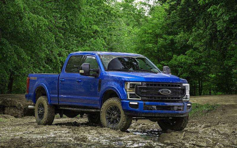 2020, Ford F-250, F-Series, Super Duty, blue pickup truck, Tremor Off-Road Package, tuning F-250, exterior, front view, SUV, american cars, Ford, HD wallpaper