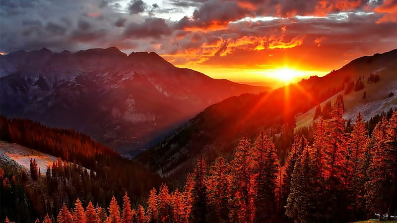 Sunset - autumn, mountain, forest, autumn, Sunset, HD wallpaper | Peakpx