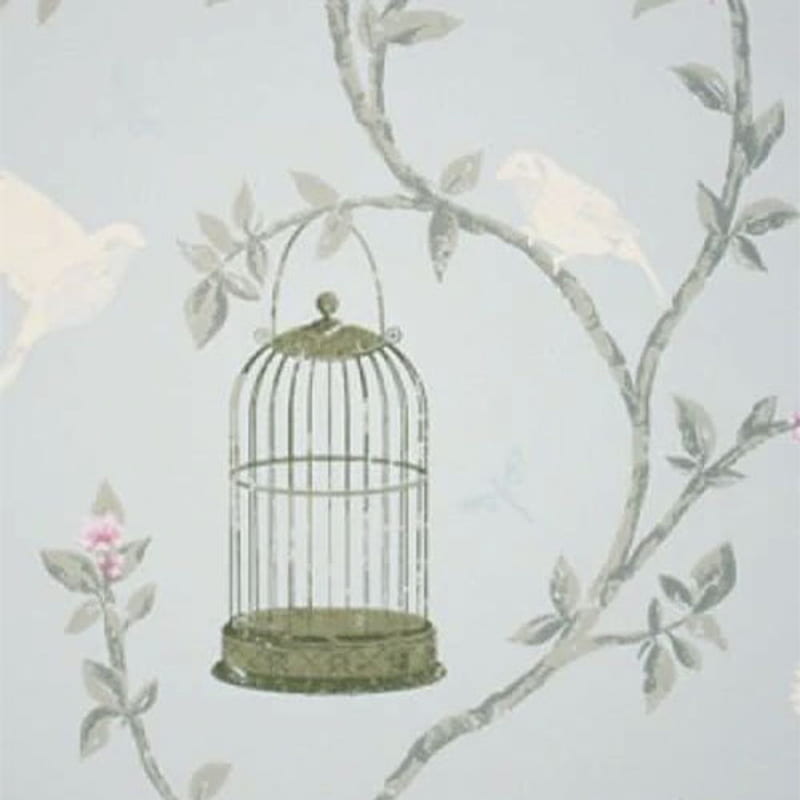 BL0428 Black & White Book Birdcage Wallpaper by York