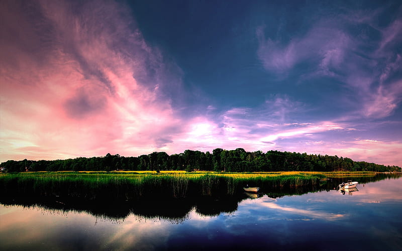 lake sunset-scenery, HD wallpaper