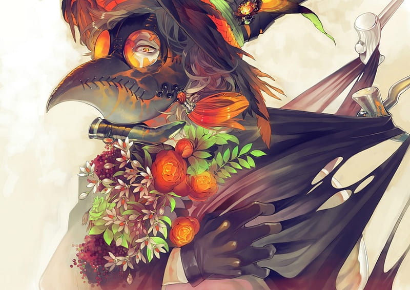 Download Wallpaper 1920x1080 Anime, Crow, Mask Full HD 1080p HD Background