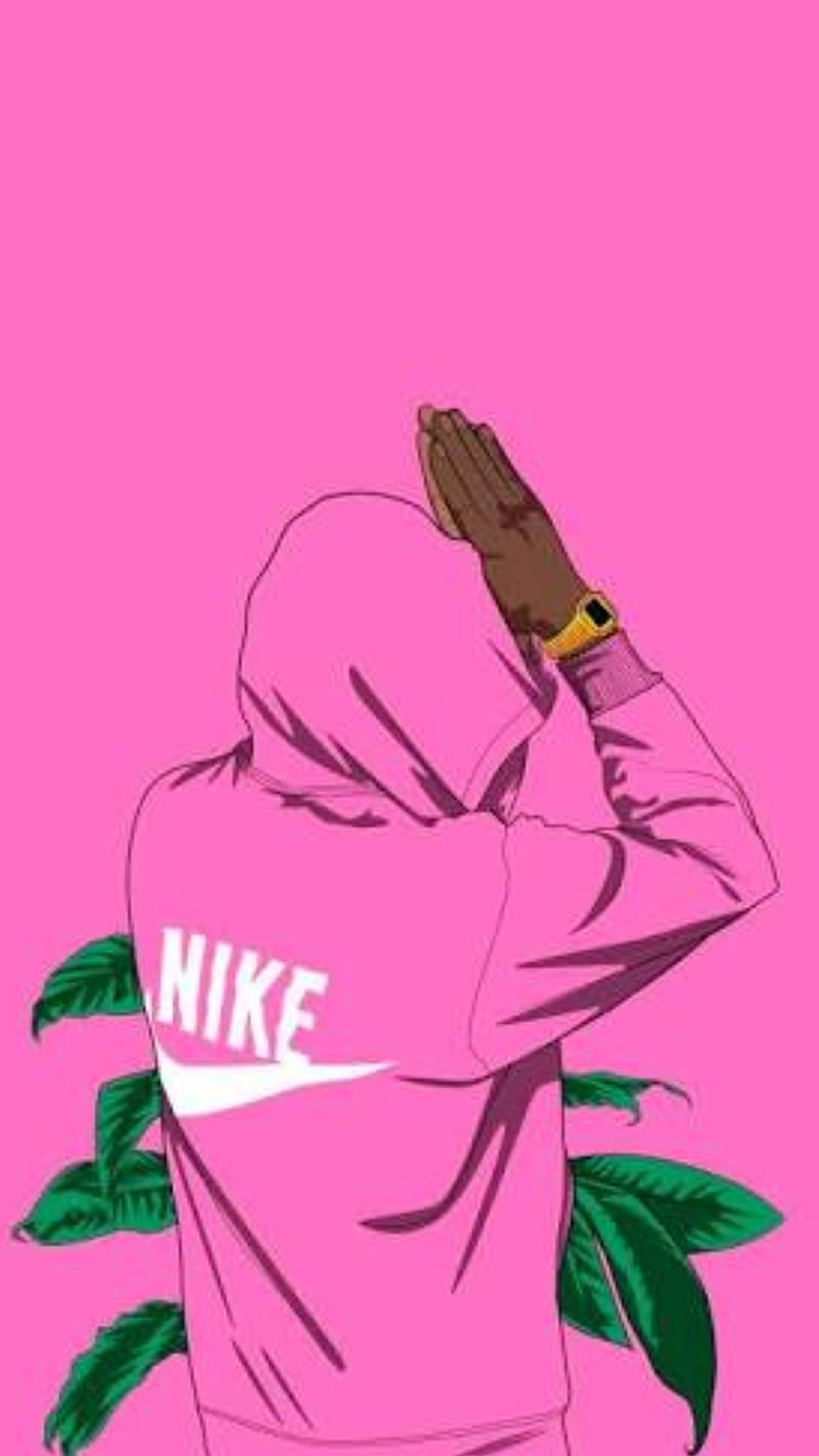 Nike, black, cool, gangster, hoodie, pink, plant, savage, HD phone wallpaper