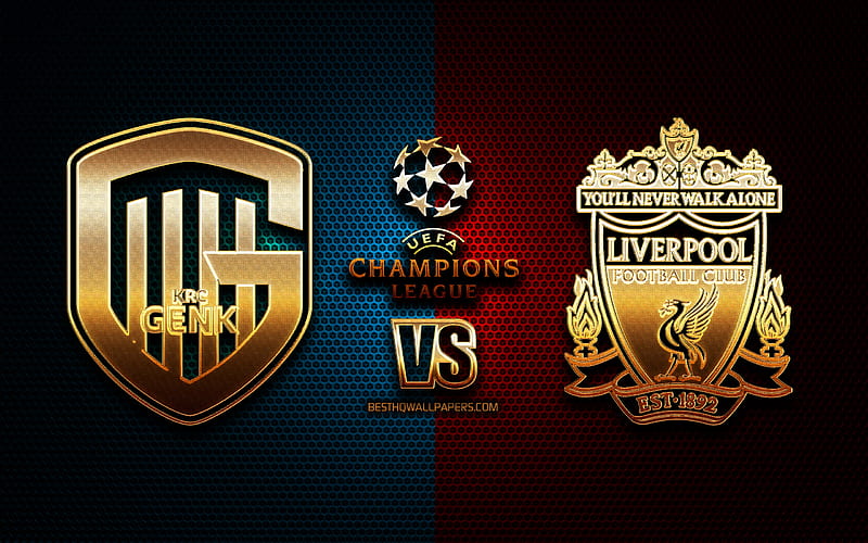 Genk vs Liverpool, Group E, UEFA Champions League, season 2019-2020, golden logo, Genk FC, Liverpool FC, UEFA, Genk FC vs Liverpool FC, HD wallpaper