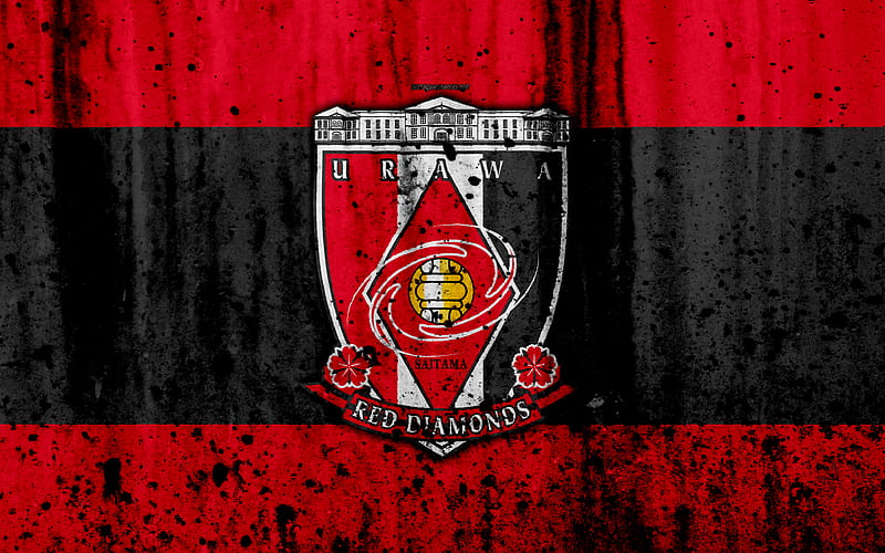 FC Urawa Red Diamonds logo, J-League, stone texture, japan, Urawa Red Diamonds, soccer, football club, Urawa Red Diamonds FC, HD wallpaper