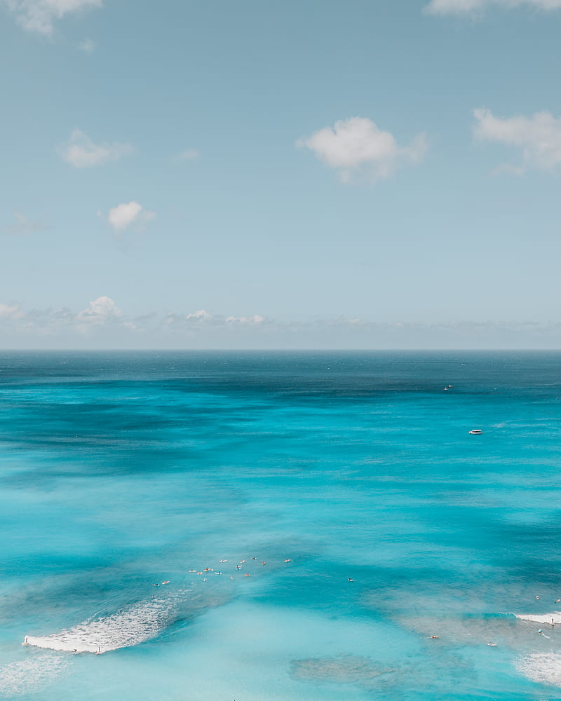 Blue Ocean Under Blue Sky, HD phone wallpaper