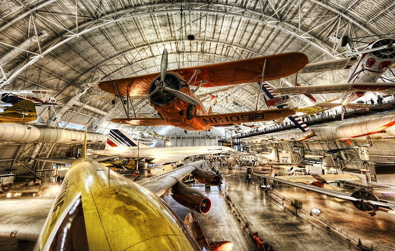 beautiful airplane museum r, museum, r, hanger, planes, vintage, HD wallpaper