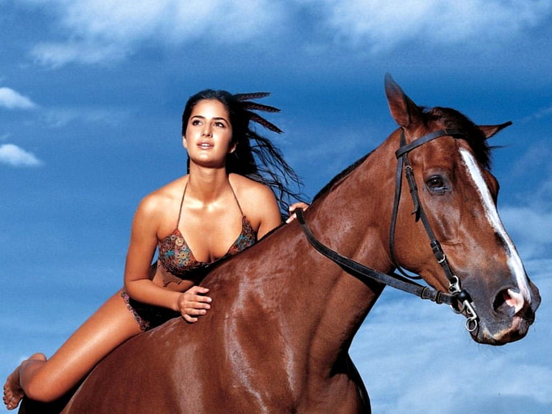 Cowgirl Katrina......, female, models, Katrina Kaif, fun, women, horses, brunettes, beach, cowgirls, girls, fashion, western, style, HD wallpaper