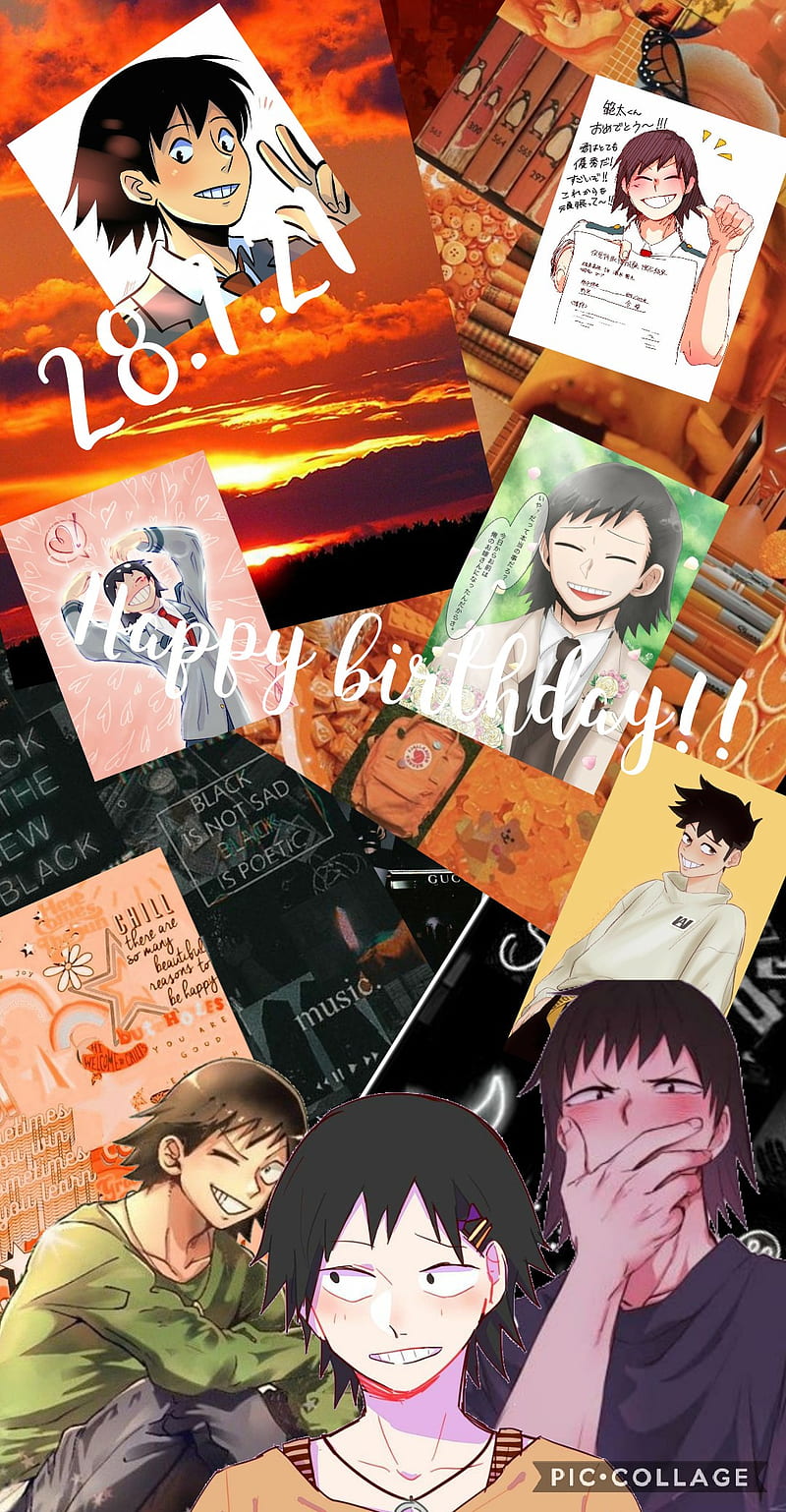Happy birtay, orange, hanta, mha, black, cellophane, sero, bnha, cute, anime, HD phone wallpaper