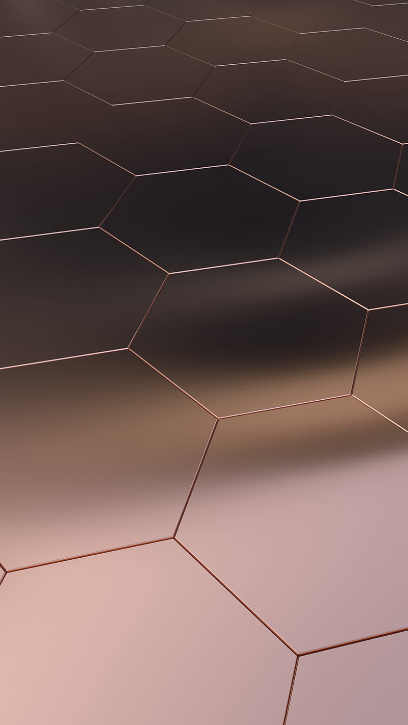 Bronze, Bertil, copper, hex, hexagonal, hexes, metal, metallic, shiny, HD phone wallpaper