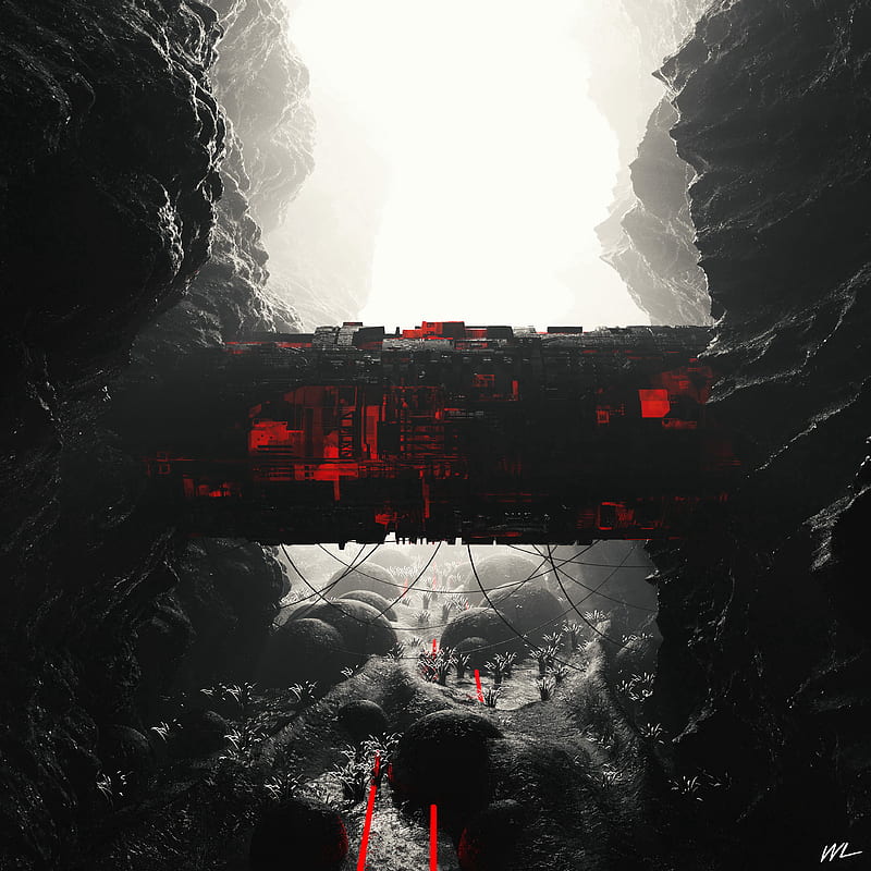 cave, rocks, tunnel, building, sci-fi, HD phone wallpaper
