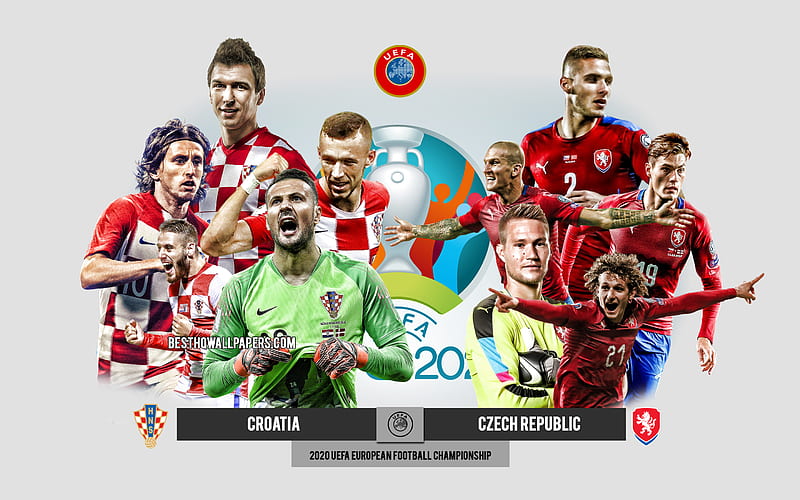 Croatia vs Czech Republic, UEFA Euro 2020, Preview, promotional materials, football players, Euro 2020, football match, Croatia national football team, Czech Republic national football team, HD wallpaper