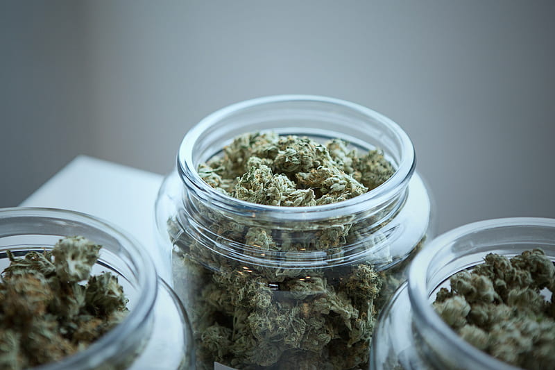 clear glass jar filled with kush, HD wallpaper