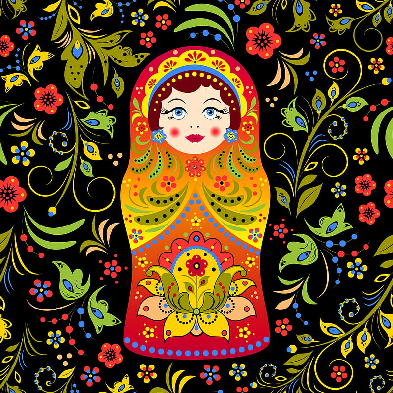 Russian Doll, abstract, art, doll, floral, matryoshka, nesting, pattern, russian, HD phone wallpaper