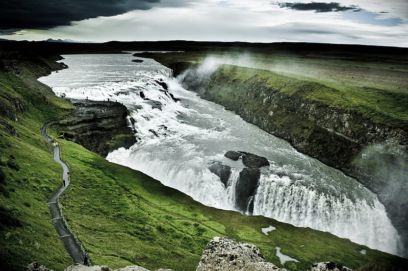 Gullfoss Falls, Iceland, Waterfalls, Europe, Gullfoss Falls, Iceland, HD wallpaper