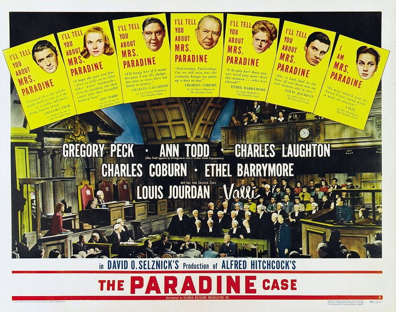 Classic Movies - The Paradine Case (1947), Classic Movies, Ethel Barrymore, The Paradine Case, Alfred Hitchcock, Ann Todd, Gregory Peck, Alida Valli, Charles Laughton, Charles Coburn, HD wallpaper