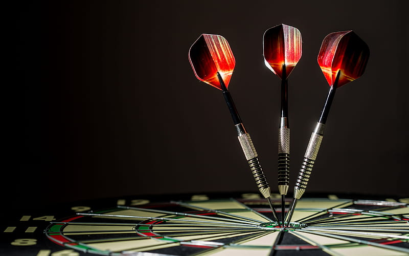 darts, target, macro, three darts, target concept, goal, HD wallpaper