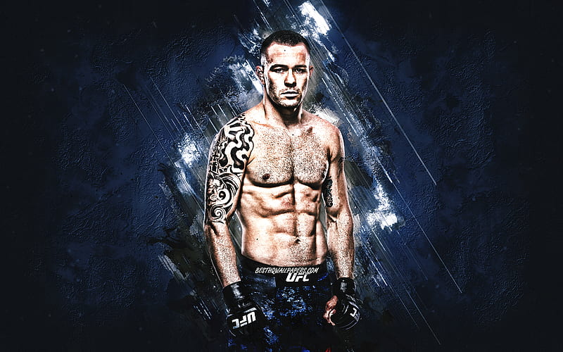 Colby Covington, UFC, american fighter, Ultimate Fighting Championship, portrait, blue stone background, creative art, HD wallpaper